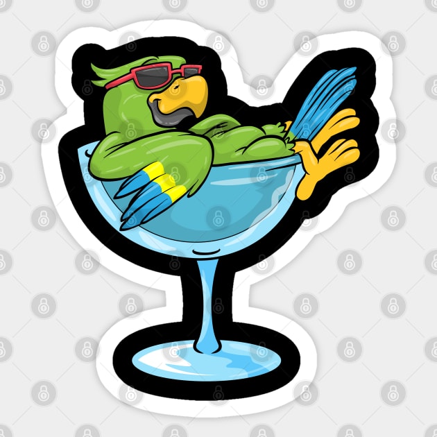 Parrot with Sunglasses and Glass Sticker by Markus Schnabel